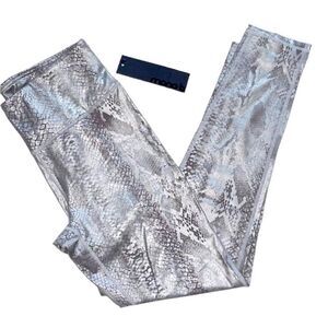NEW Mono B Silver Shiny Snakeskin Animal Print High Rise Leggings